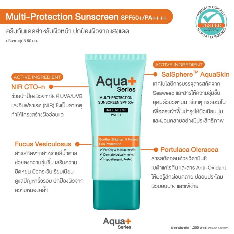 Multi-Protection Sunscreen SPF 50+, PA++++ ครีมกันแดดหน้า – 50 Ml.